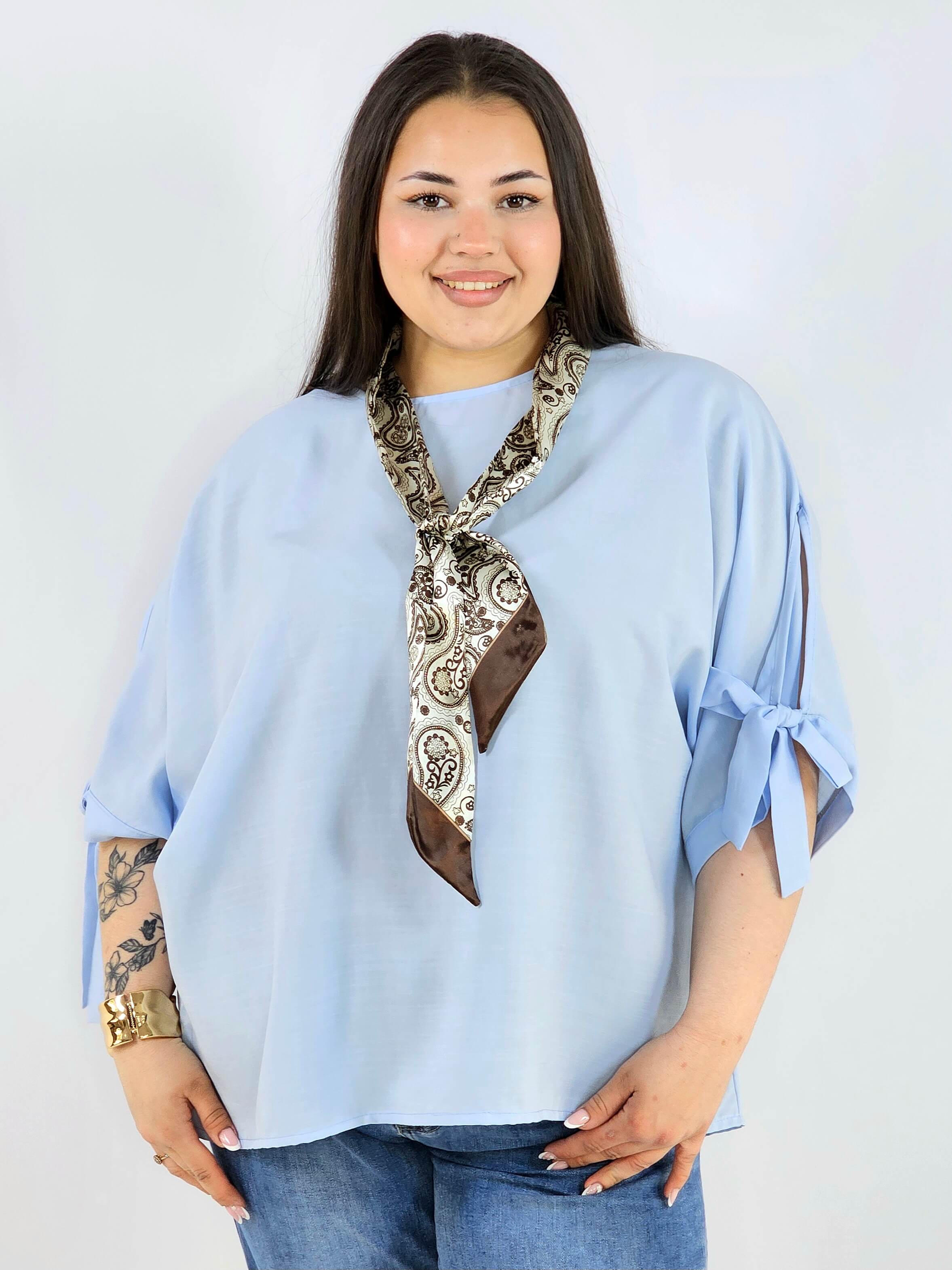 Bluzka plus size oversize z wiązanymi rękawami lekka i stylowa XXL Stylowa XL