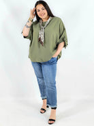 Bluzka plus size oversize z wiązanymi rękawami lekka i stylowa XXL Stylowa XL