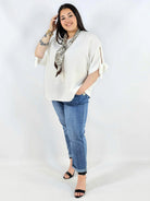 Bluzka plus size oversize z wiązanymi rękawami lekka i stylowa XXL Stylowa XL