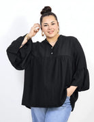 Bluzka plus size tunika z guzikami i falbankowym rękawem Stylowa XL