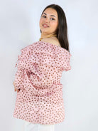 Bluzka plus size w grochy z falbaną i wiązaniem lekka i kobieca Stylowa XL