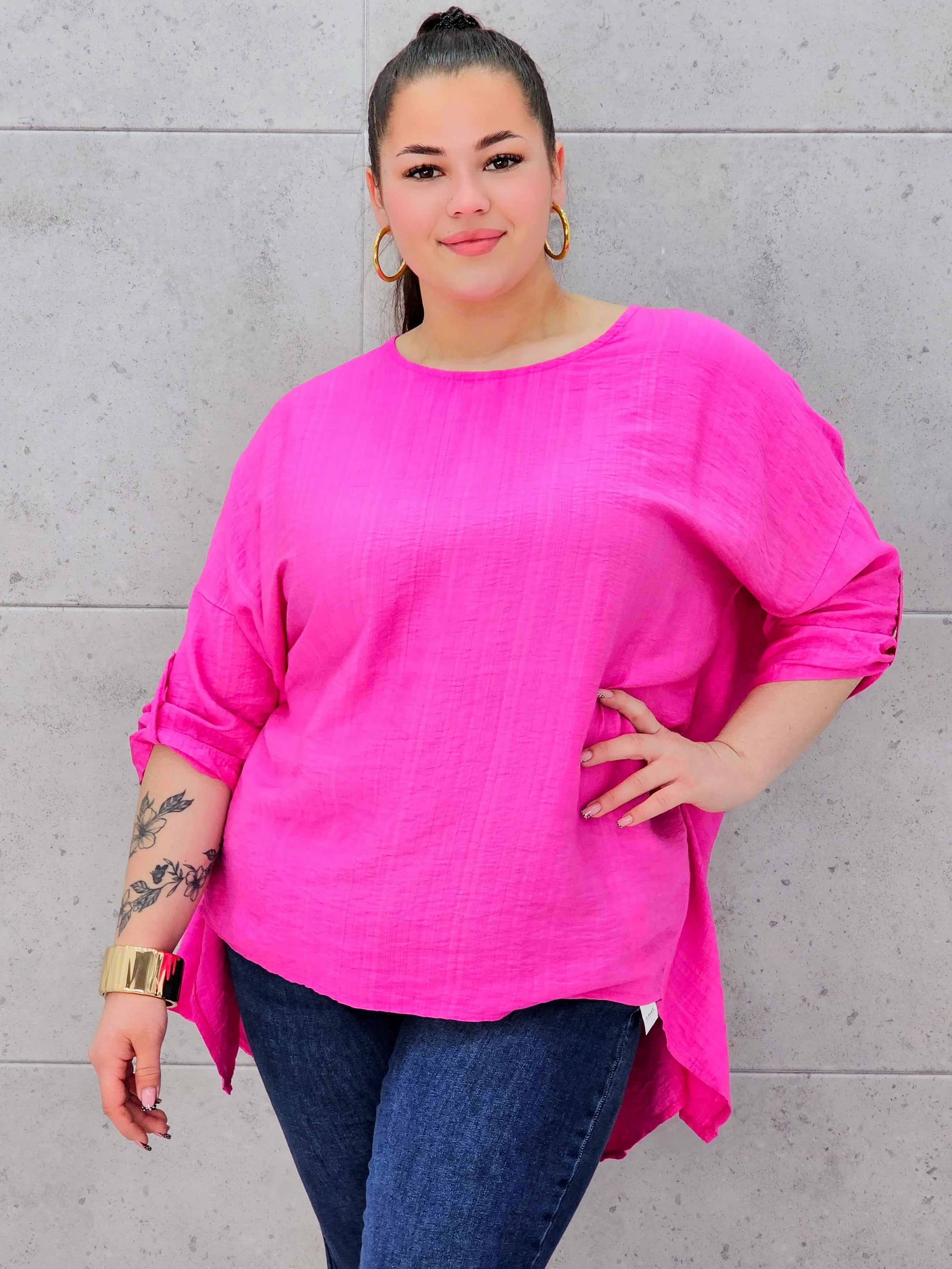 Bluzka plus size z asymetrycznym dołem – lekka i stylowa tunika XXL Stylowa XL