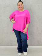 Bluzka plus size z asymetrycznym dołem – lekka i stylowa tunika XXL Stylowa XL