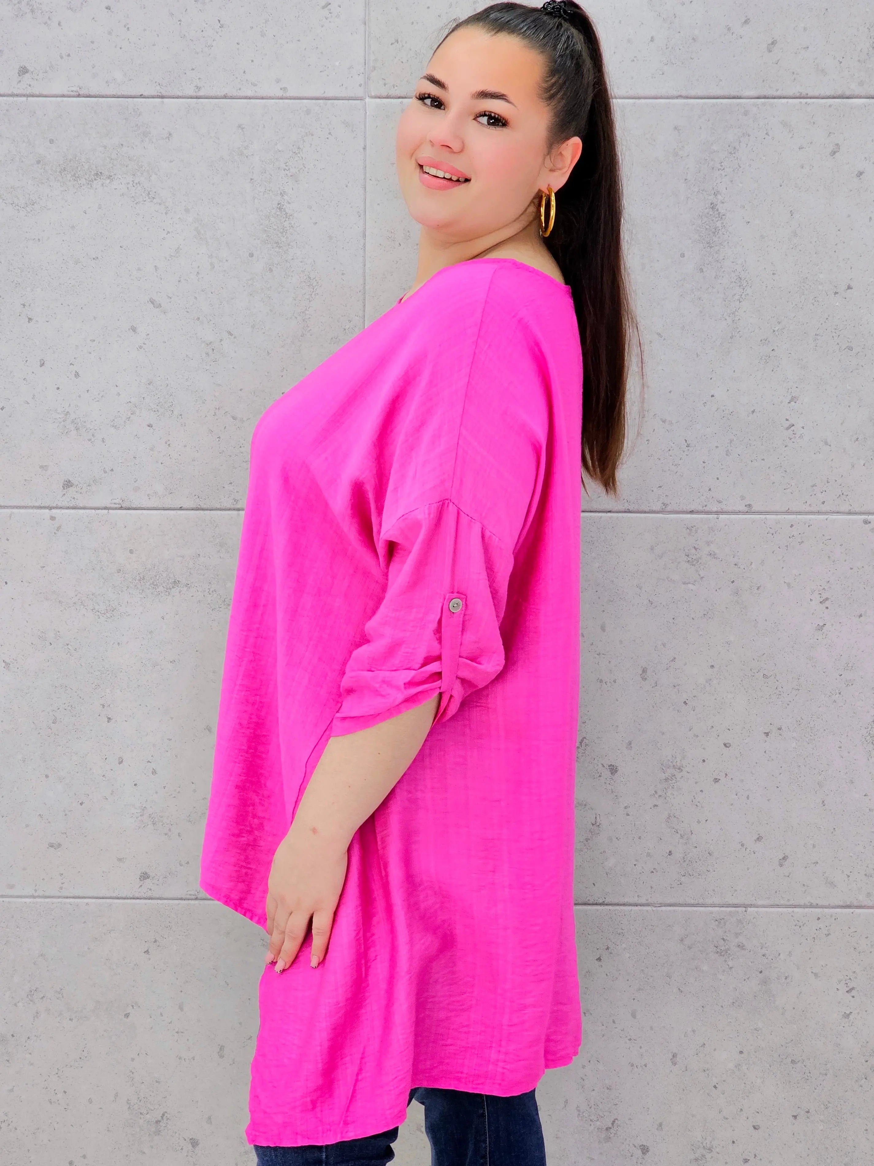 Bluzka plus size z asymetrycznym dołem – lekka i stylowa tunika XXL Stylowa XL