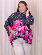 Bluzka plus size z dekoltem V i kwiatowym printem Stylowa XL