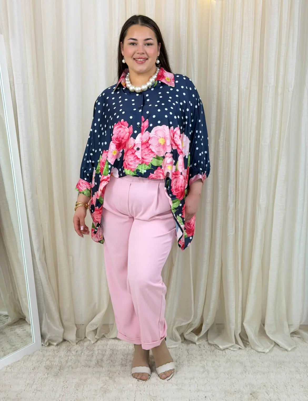 Bluzka plus size z dekoltem V i kwiatowym printem Stylowa XL