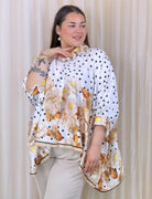 Bluzka plus size z dekoltem V i kwiatowym printem Stylowa XL