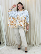 Bluzka plus size z dekoltem V i kwiatowym printem Stylowa XL