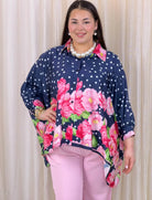 Bluzka plus size z dekoltem V i kwiatowym printem Stylowa XL