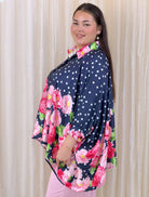 Bluzka plus size z dekoltem V i kwiatowym printem Stylowa XL