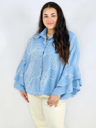 Bluzka plus size z falbaniastym rękawem i kwiatowym wzorem Stylowa XL