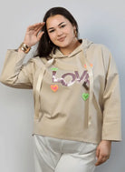 Bluzka plus size z kapturem LOVE – modna bluzka XXL Stylowa XL