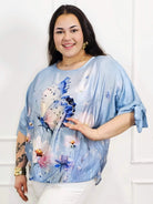 Bluzka plus size z kolorowym nadrukiem i wiązaniem rękawów Stylowa XL