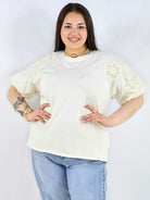 Bluzka plus size z koronkowymi rękawami elegancka lekka XXL Stylowa XL