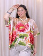 Bluzka plus size z kwiatowym printem i dekoltem V Stylowa XL