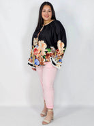 Bluzka plus size z kwiatowym printem i wiązaniem Stylowa XL
