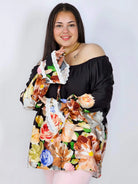 Bluzka plus size z kwiatowym printem i wiązaniem Stylowa XL