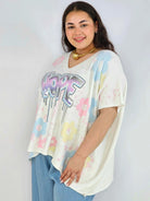 Bluzka plus size z nadrukiem HOPE – luźna bluzka XXL w kwiaty Stylowa XL
