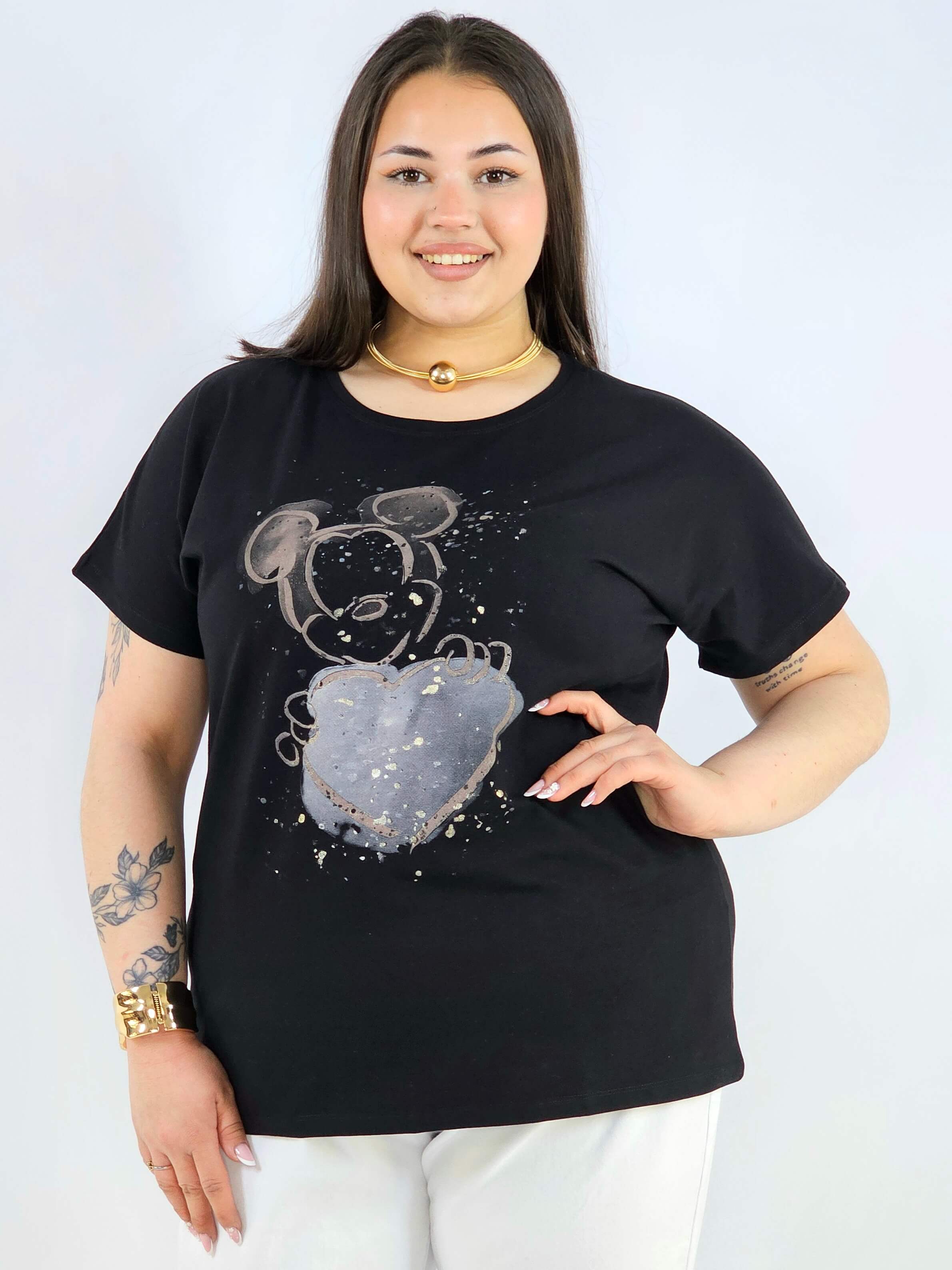 Bluzka plus size z nadrukiem Miki XXL – modna i komfortowa na co dzień Stylowa XL