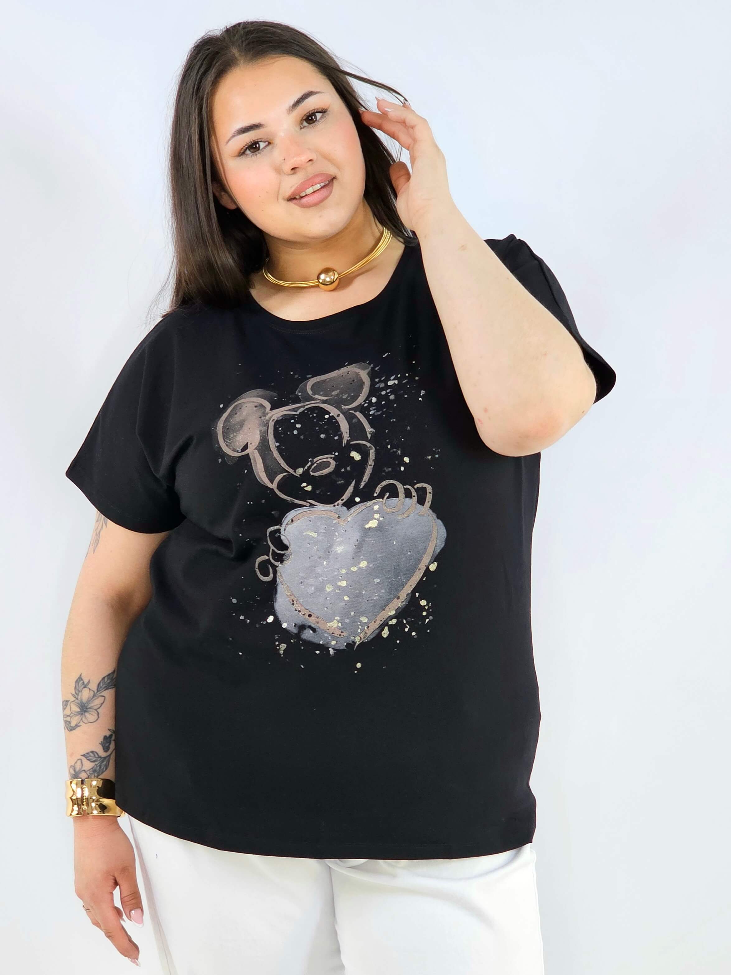 Bluzka plus size z nadrukiem Miki XXL – modna i komfortowa na co dzień Stylowa XL