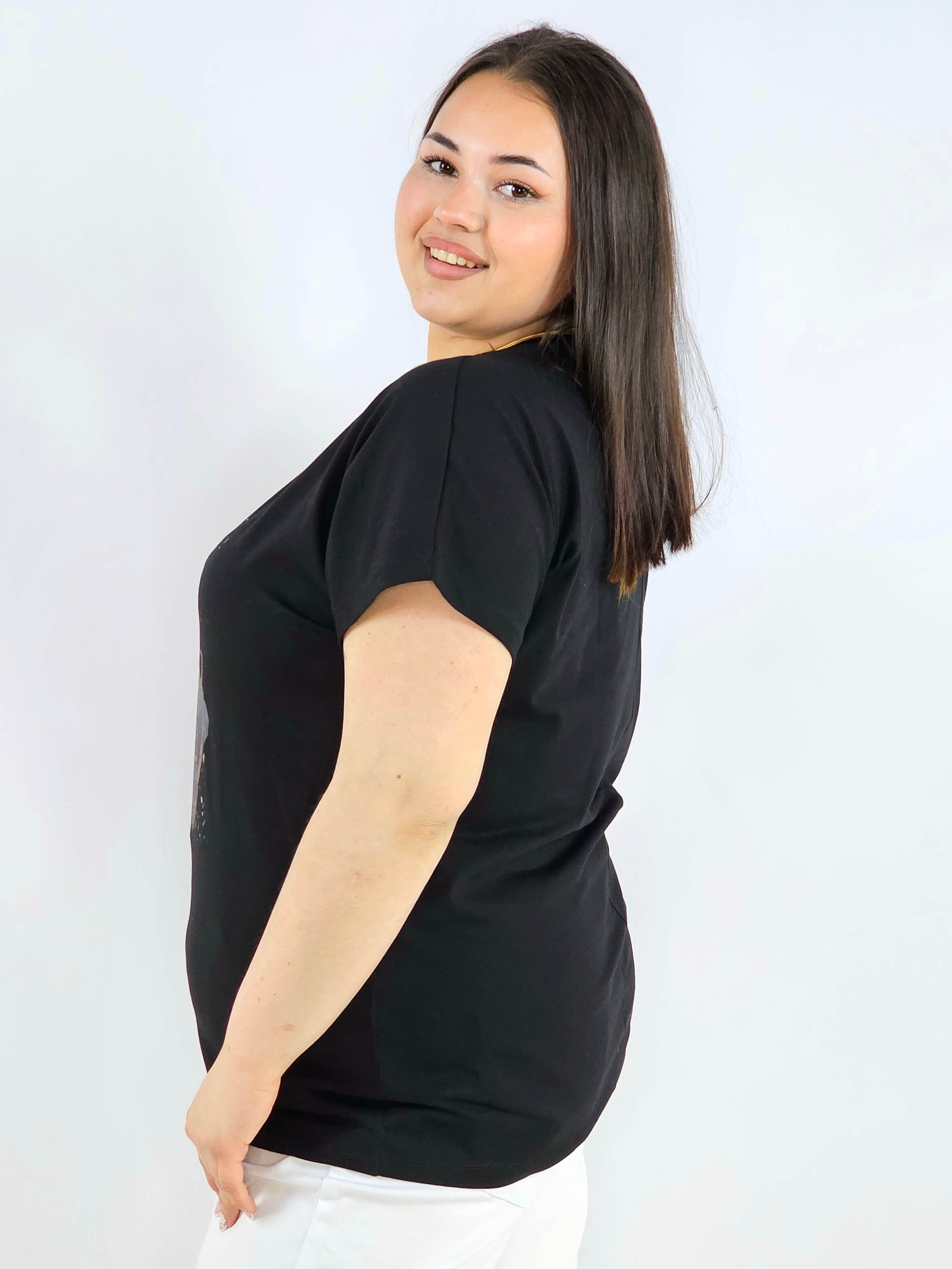 Bluzka plus size z nadrukiem Miki XXL – modna i komfortowa na co dzień Stylowa XL