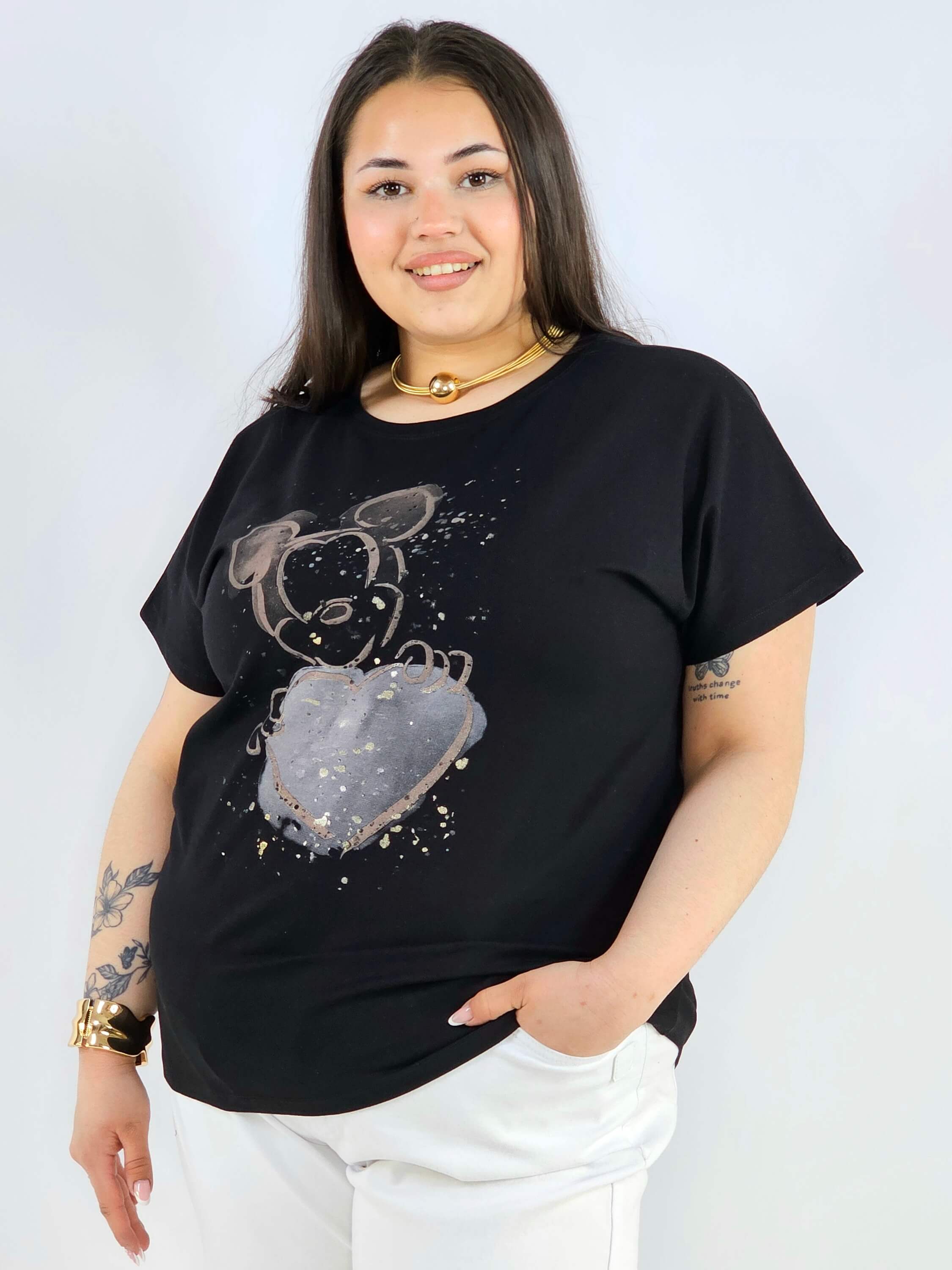 Bluzka plus size z nadrukiem Miki XXL – modna i komfortowa na co dzień Stylowa XL