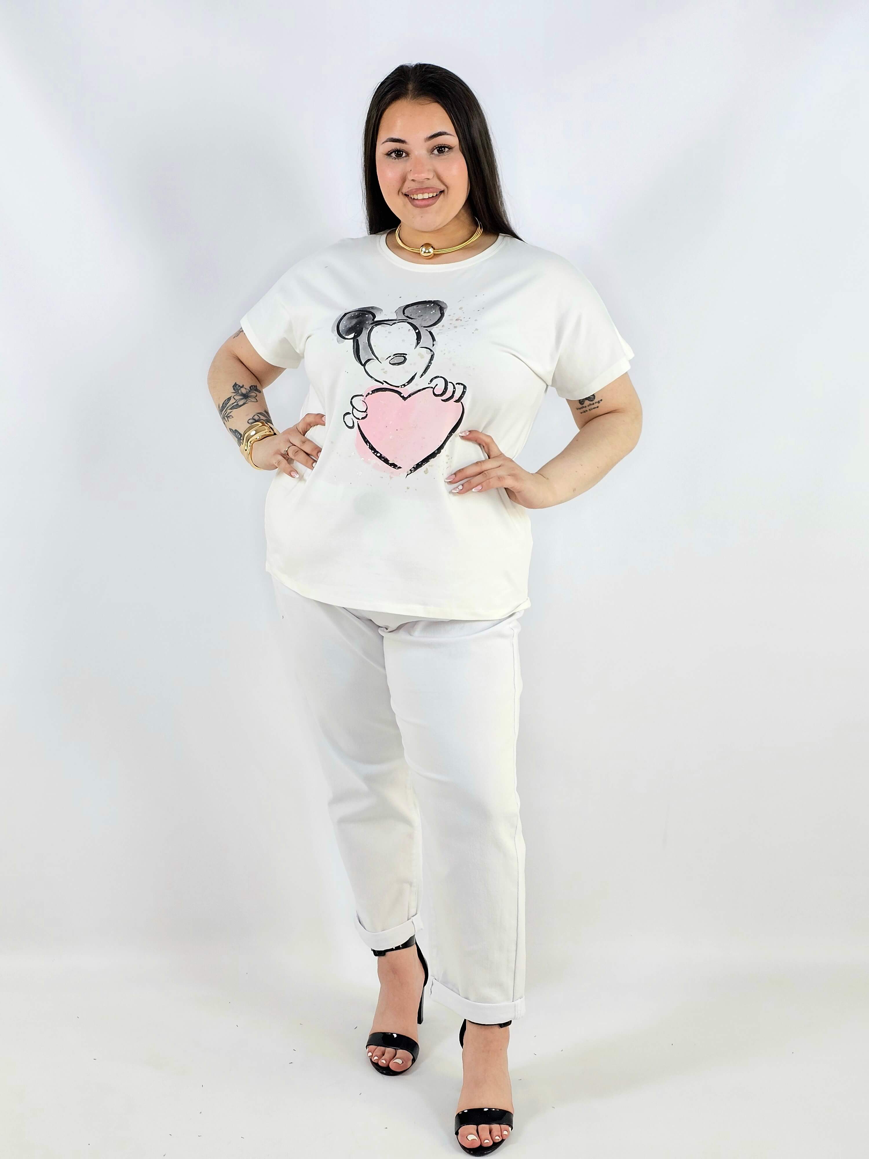 Bluzka plus size z nadrukiem Miki XXL – modna i komfortowa na co dzień Stylowa XL