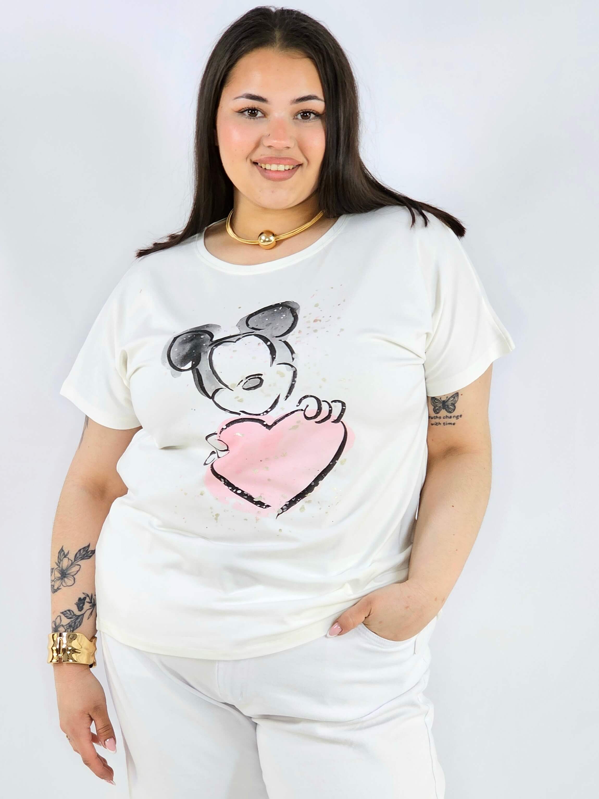 Bluzka plus size z nadrukiem Miki XXL – modna i komfortowa na co dzień Stylowa XL