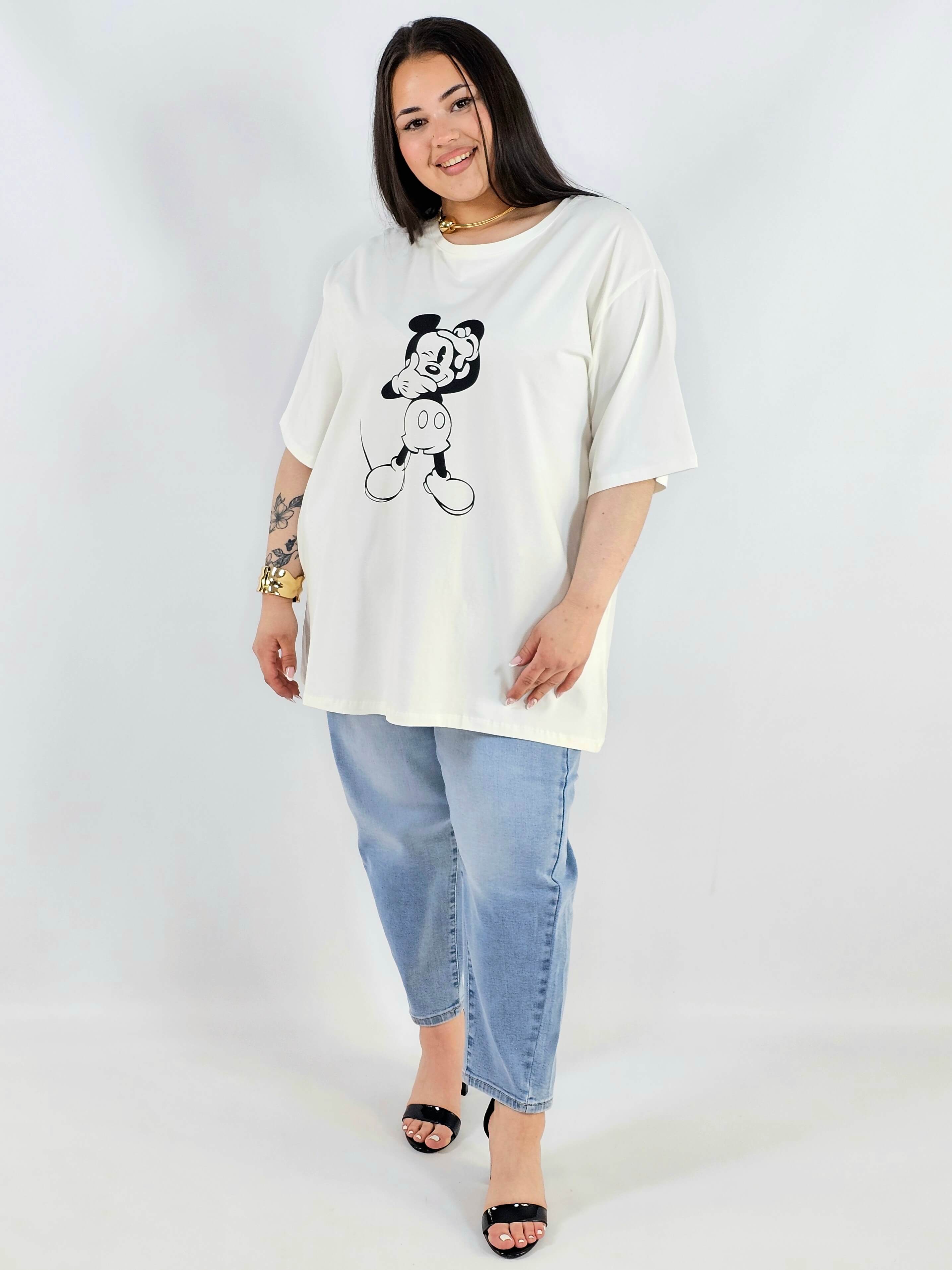 Bluzka plus size z nadrukiem Miki XXL – modny luz i wygoda Stylowa XL