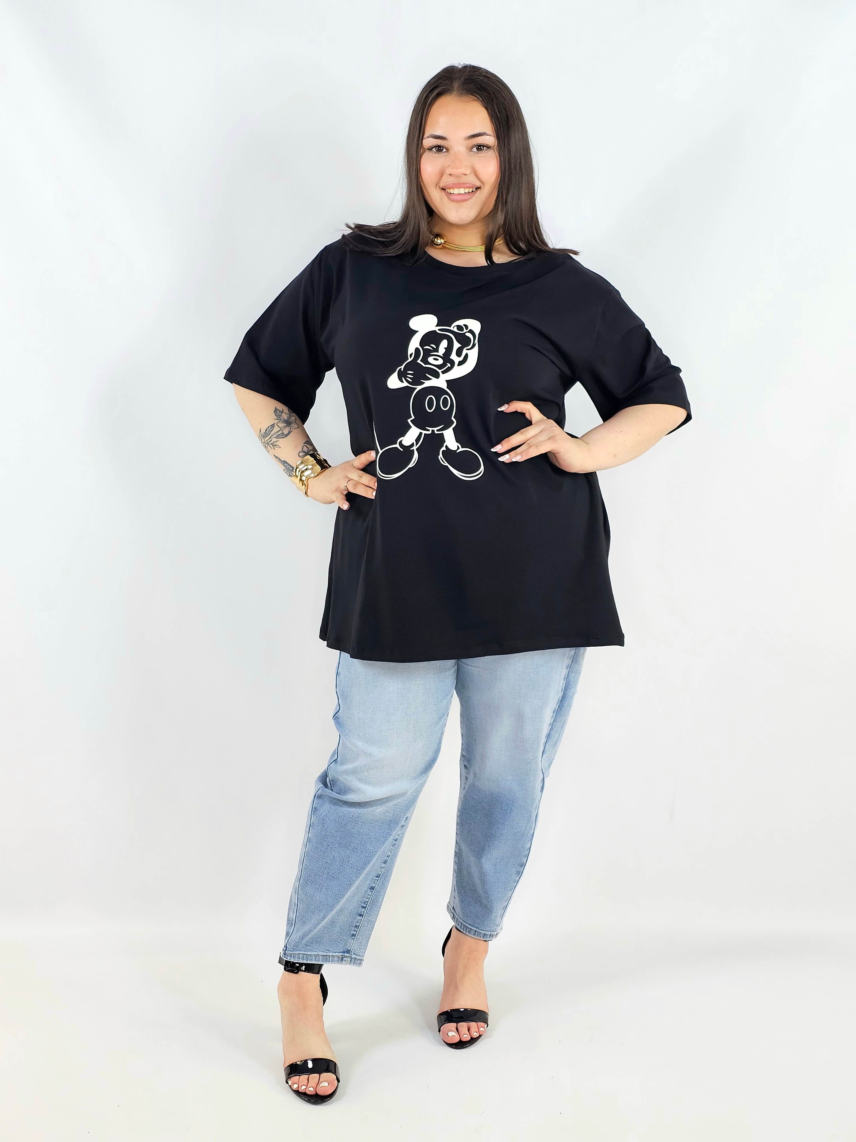 Bluzka plus size z nadrukiem Miki XXL – modny luz i wygoda Stylowa XL