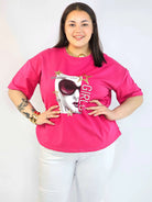 Bluzka plus size z nadrukiem – modna i wygodna koszulka damska XXL Stylowa XL
