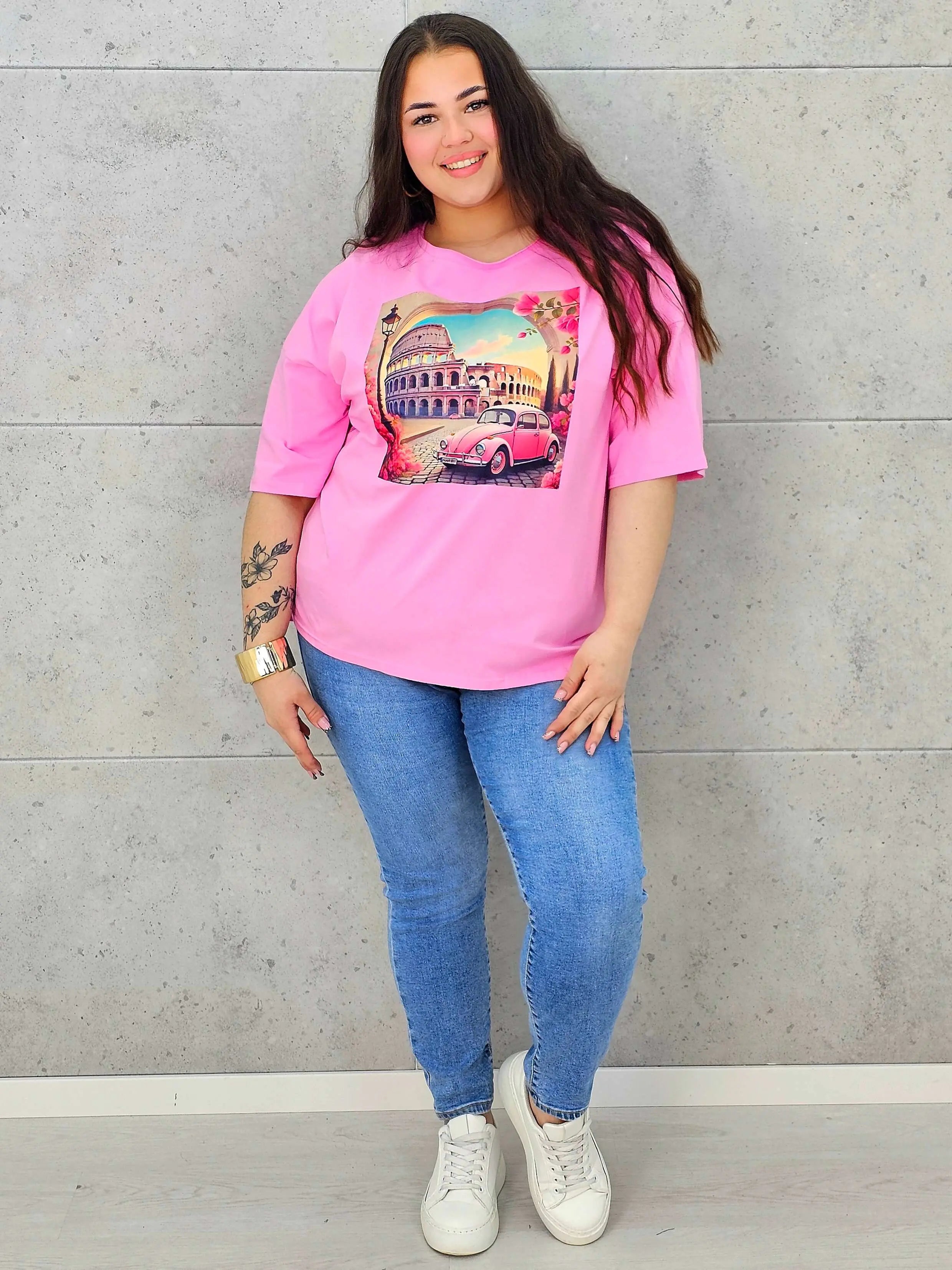 Bluzka plus size z nadrukiem – stylowy T-shirt XXL Stylowa XL