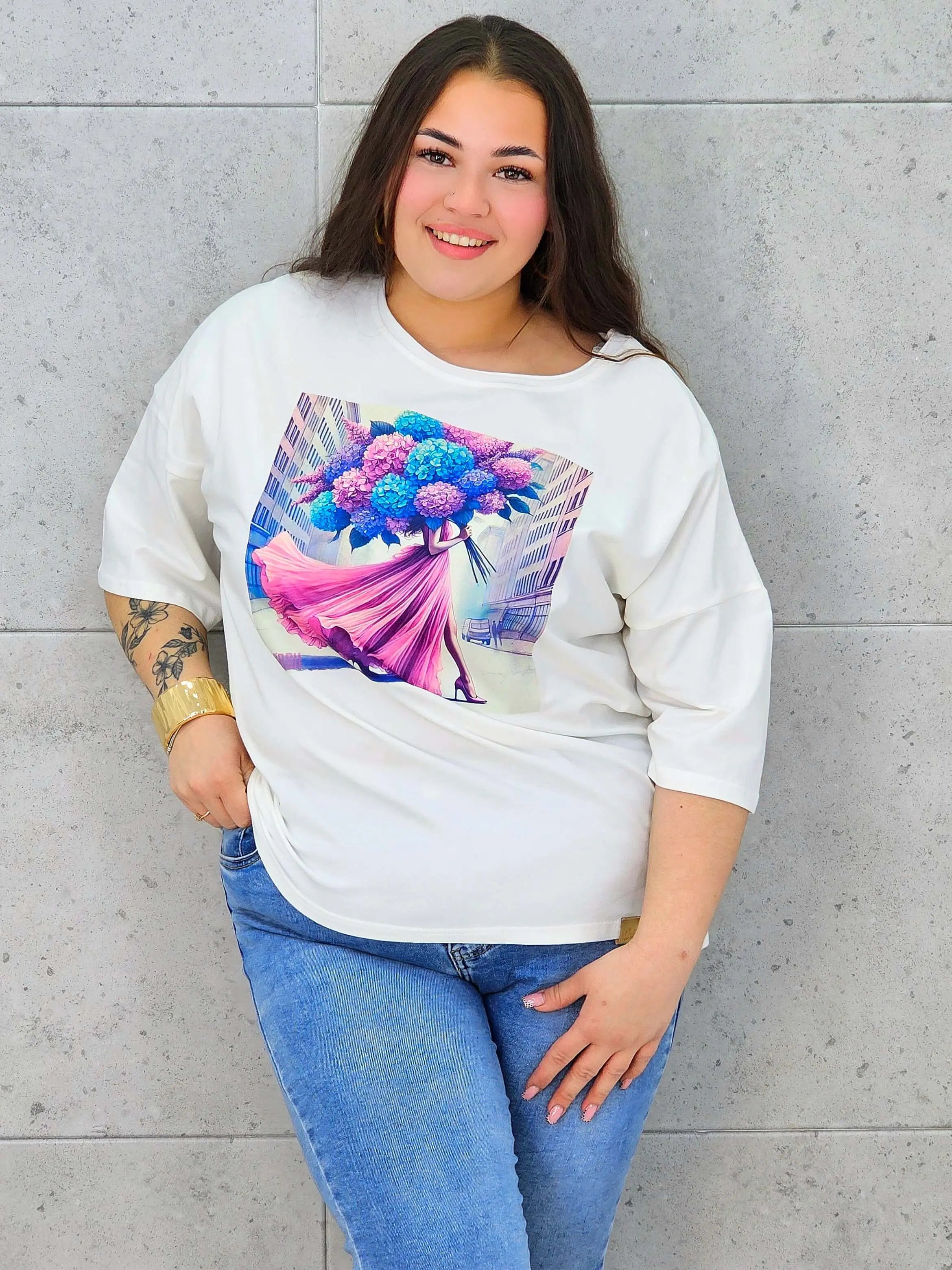 Bluzka plus size z nadrukiem – stylowy T-shirt XXL Stylowa XL