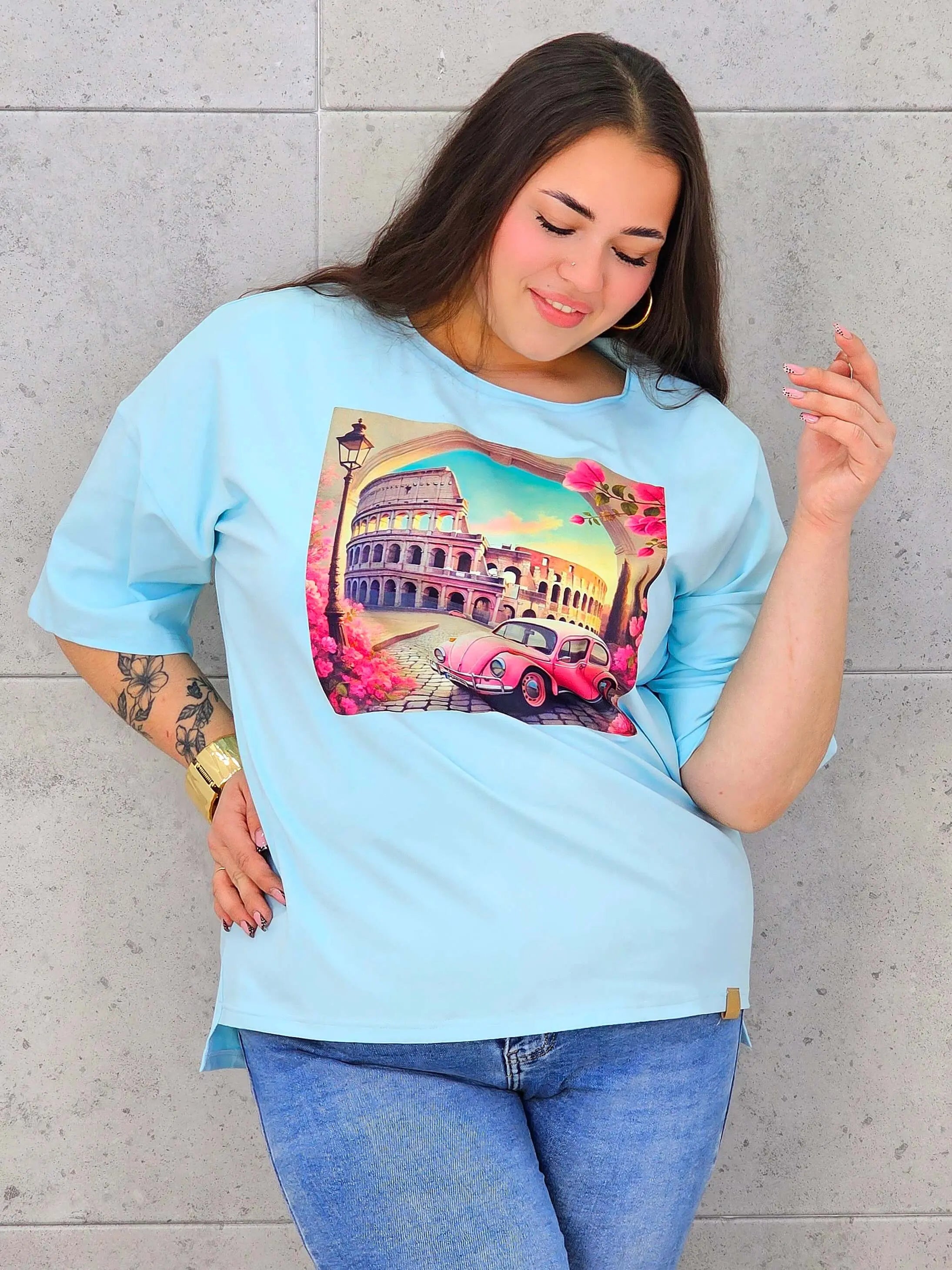 Bluzka plus size z nadrukiem – stylowy T-shirt XXL Stylowa XL