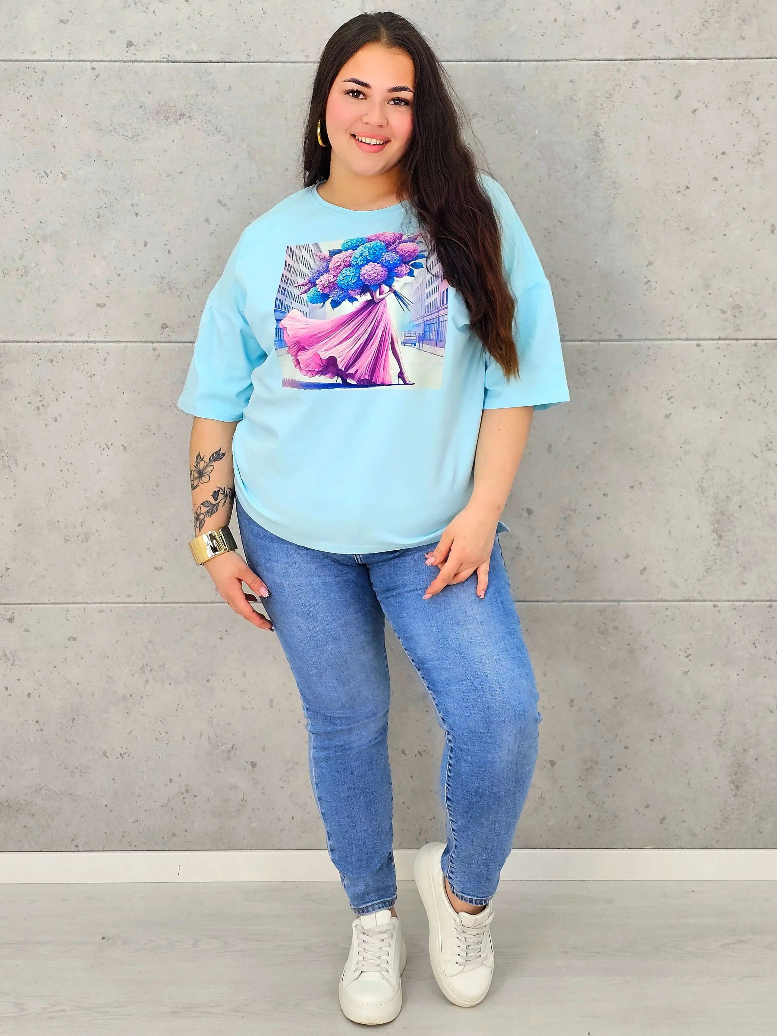 Bluzka plus size z nadrukiem – stylowy T-shirt XXL Stylowa XL