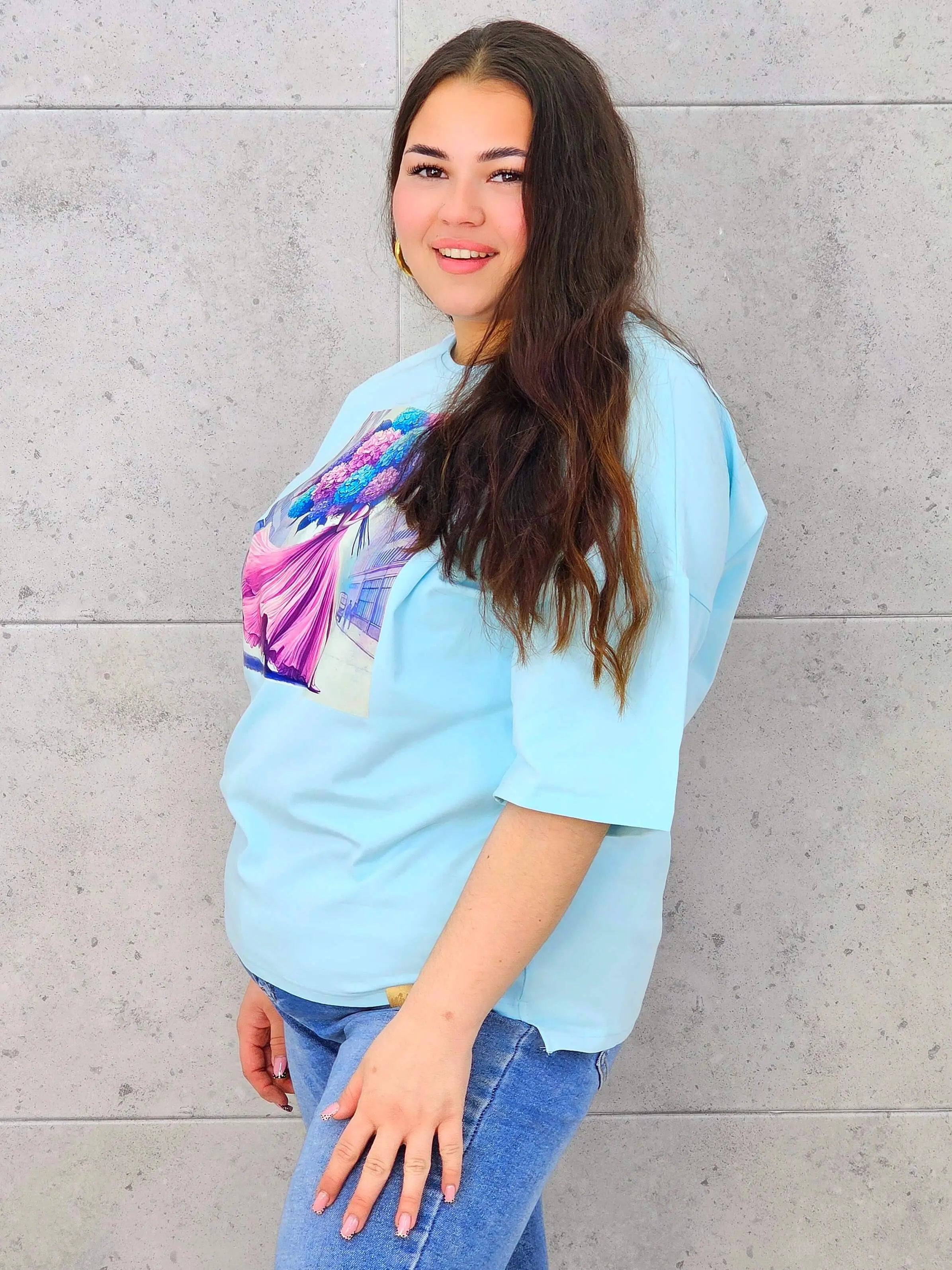 Bluzka plus size z nadrukiem – stylowy T-shirt XXL Stylowa XL