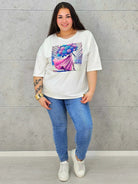 Bluzka plus size z nadrukiem – stylowy T-shirt XXL Stylowa XL