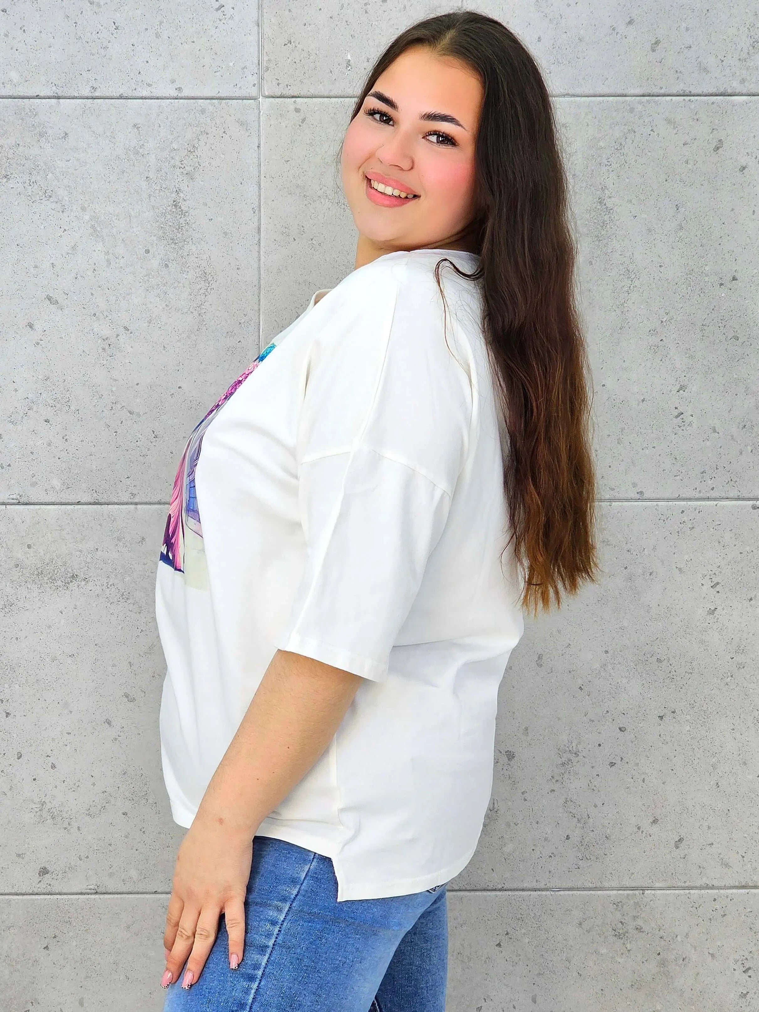 Bluzka plus size z nadrukiem – stylowy T-shirt XXL Stylowa XL