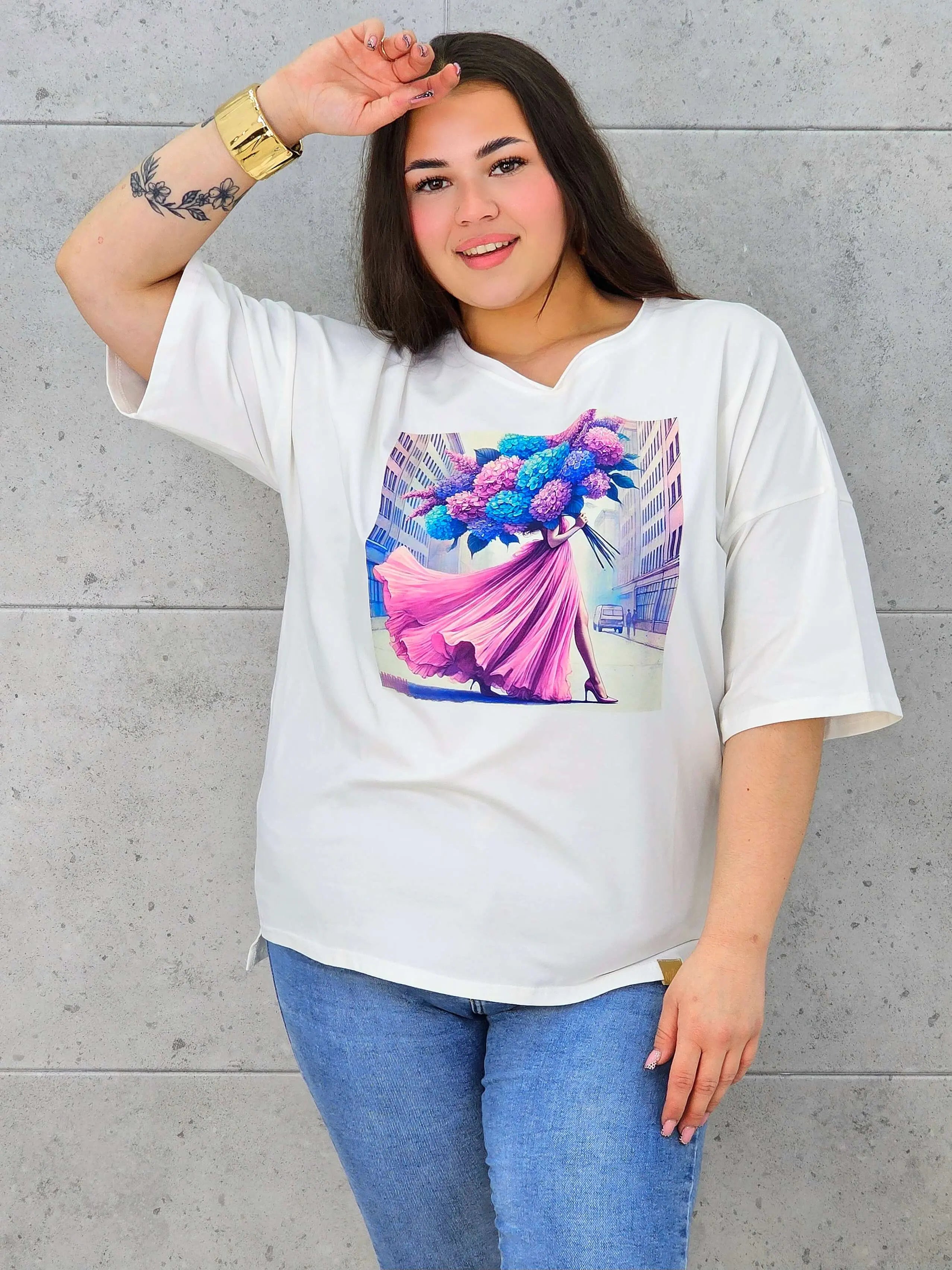Bluzka plus size z nadrukiem – stylowy T-shirt XXL Stylowa XL