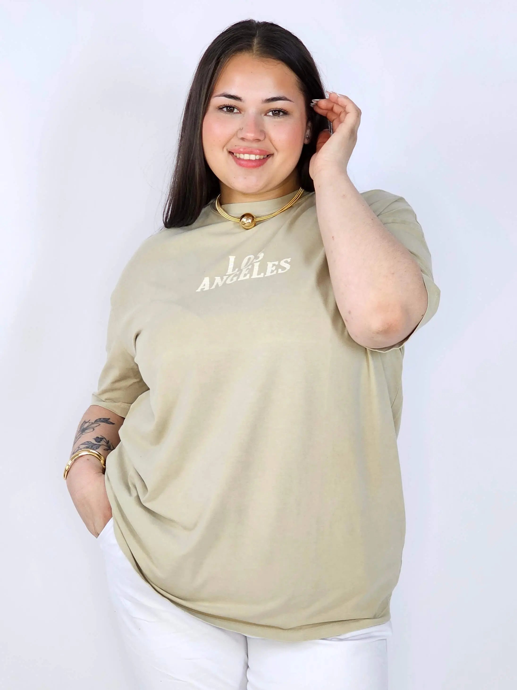 Bluzka plus size z napisem LOS ANGELES – luźny t-shirt damski XXL Stylowa XL