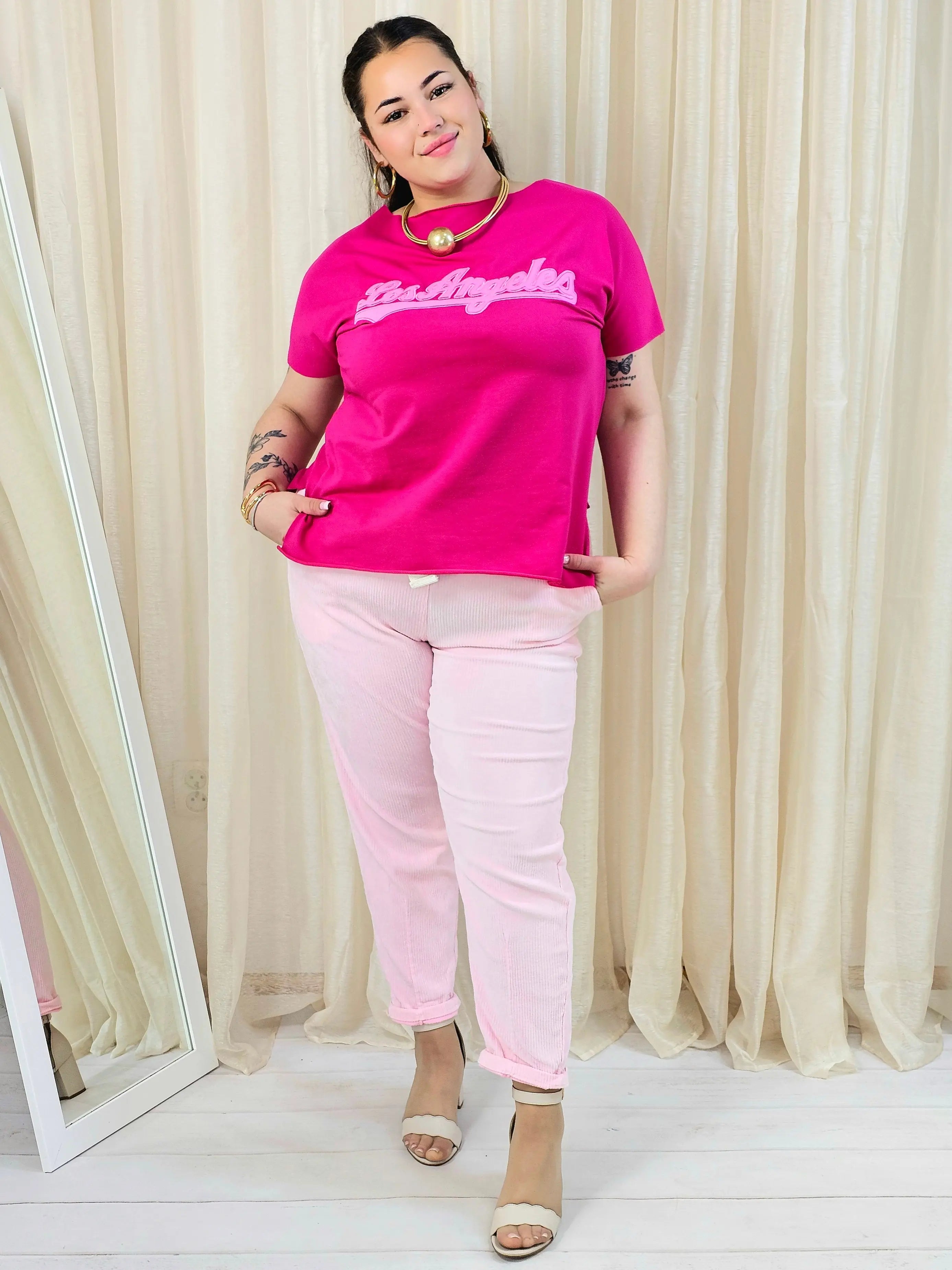 Bluzka plus size z napisem Los Angeles – modna koszulka damska XXL Stylowa XL