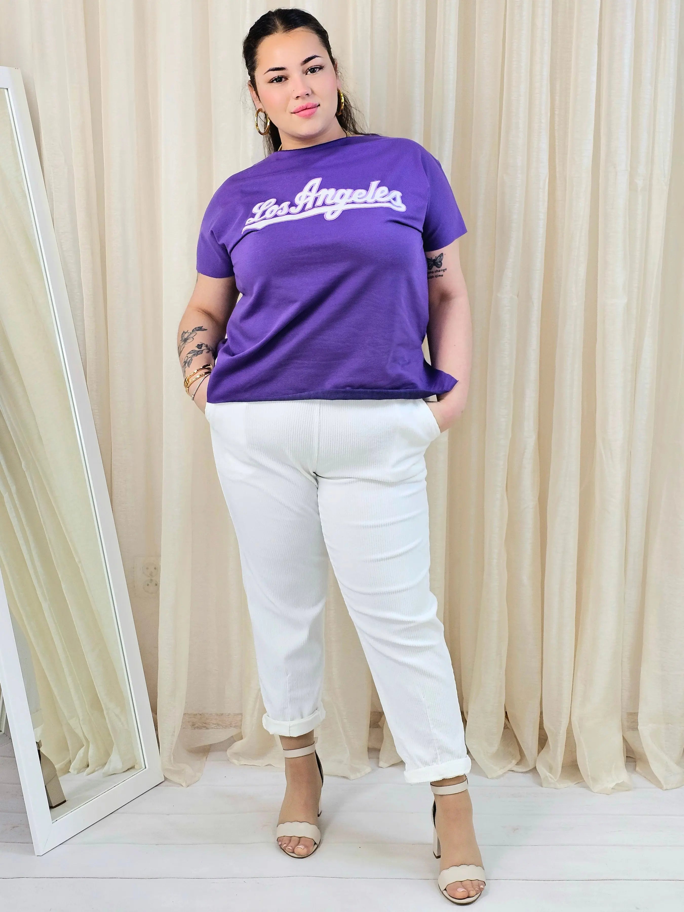 Bluzka plus size z napisem Los Angeles – modna koszulka damska XXL Stylowa XL