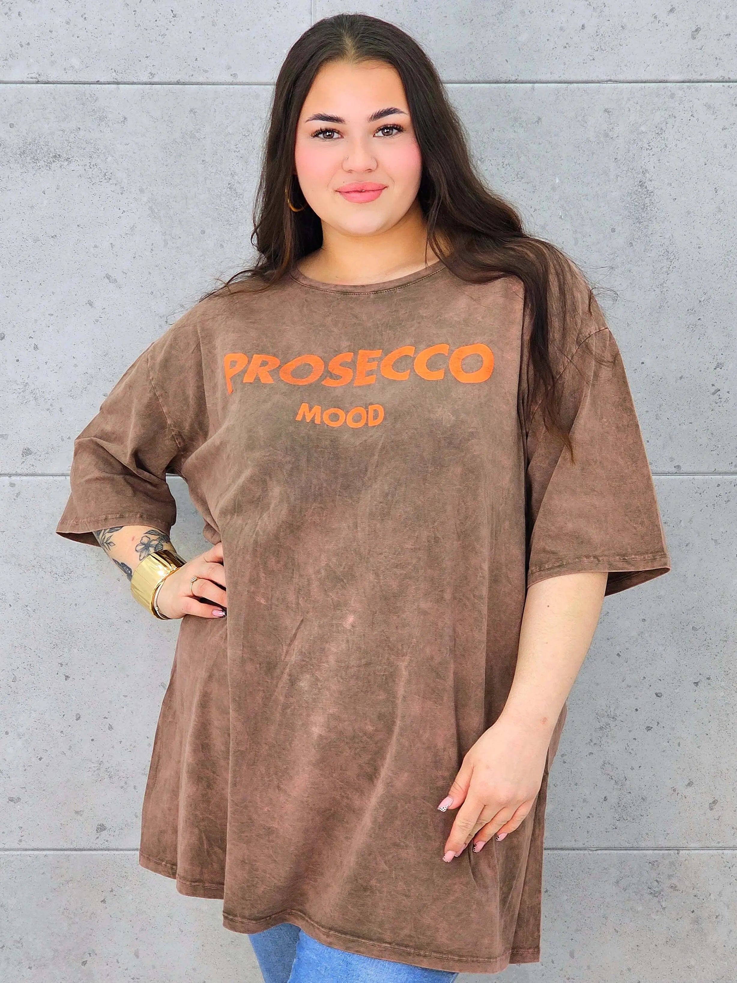 Bluzka plus size z napisem PROSECCO MOOD – stylowy luz XXL Stylowa XL