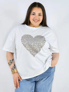 Bluzka plus size z ozdobnym sercem oversize lekka i stylowa Stylowa XL