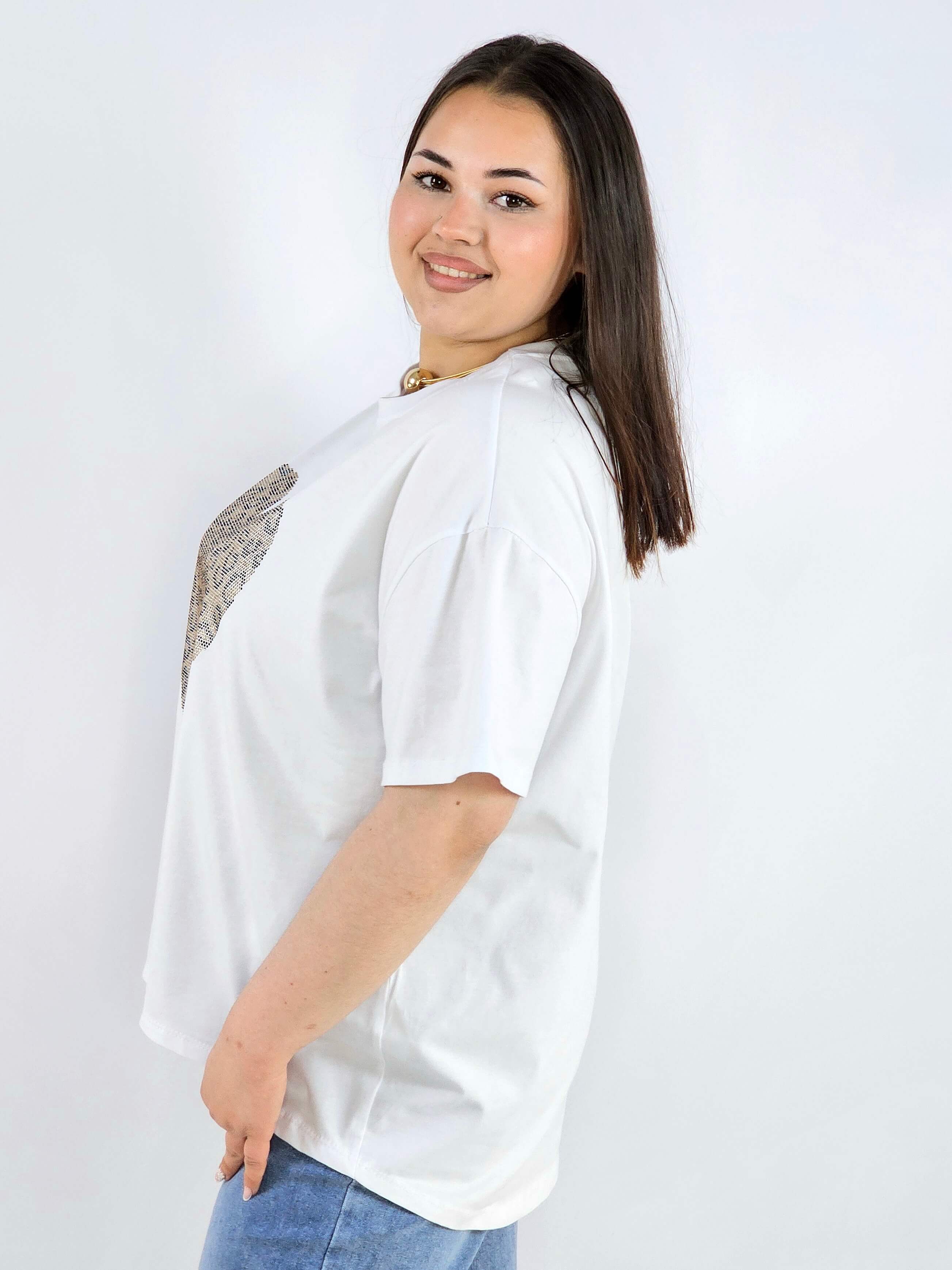 Bluzka plus size z ozdobnym sercem oversize lekka i stylowa Stylowa XL