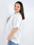Bluzka plus size z ozdobnym sercem oversize lekka i stylowa Stylowa XL