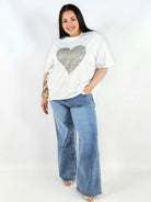 Bluzka plus size z ozdobnym sercem oversize lekka i stylowa Stylowa XL