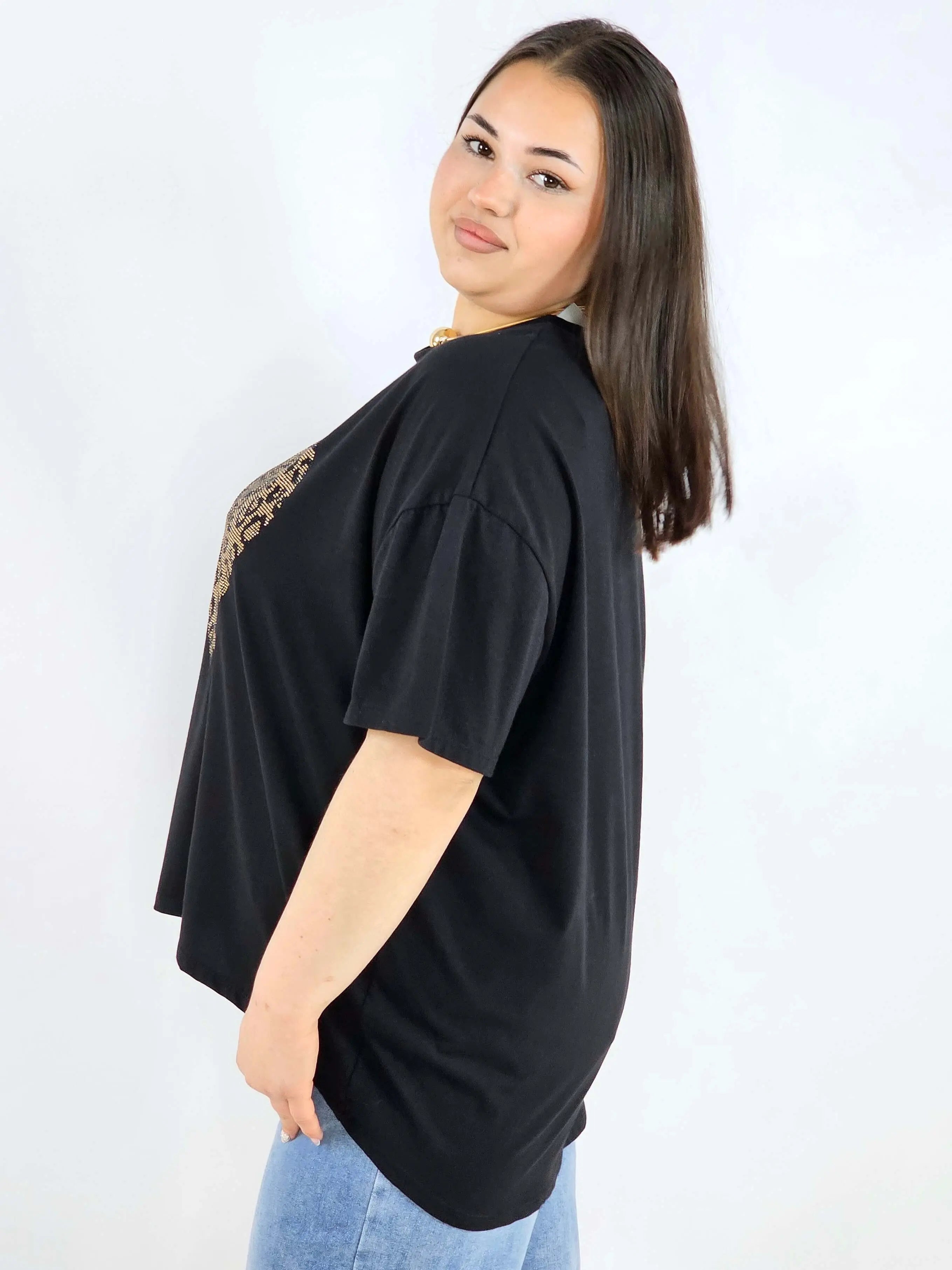 Bluzka plus size z ozdobnym sercem oversize lekka i stylowa Stylowa XL