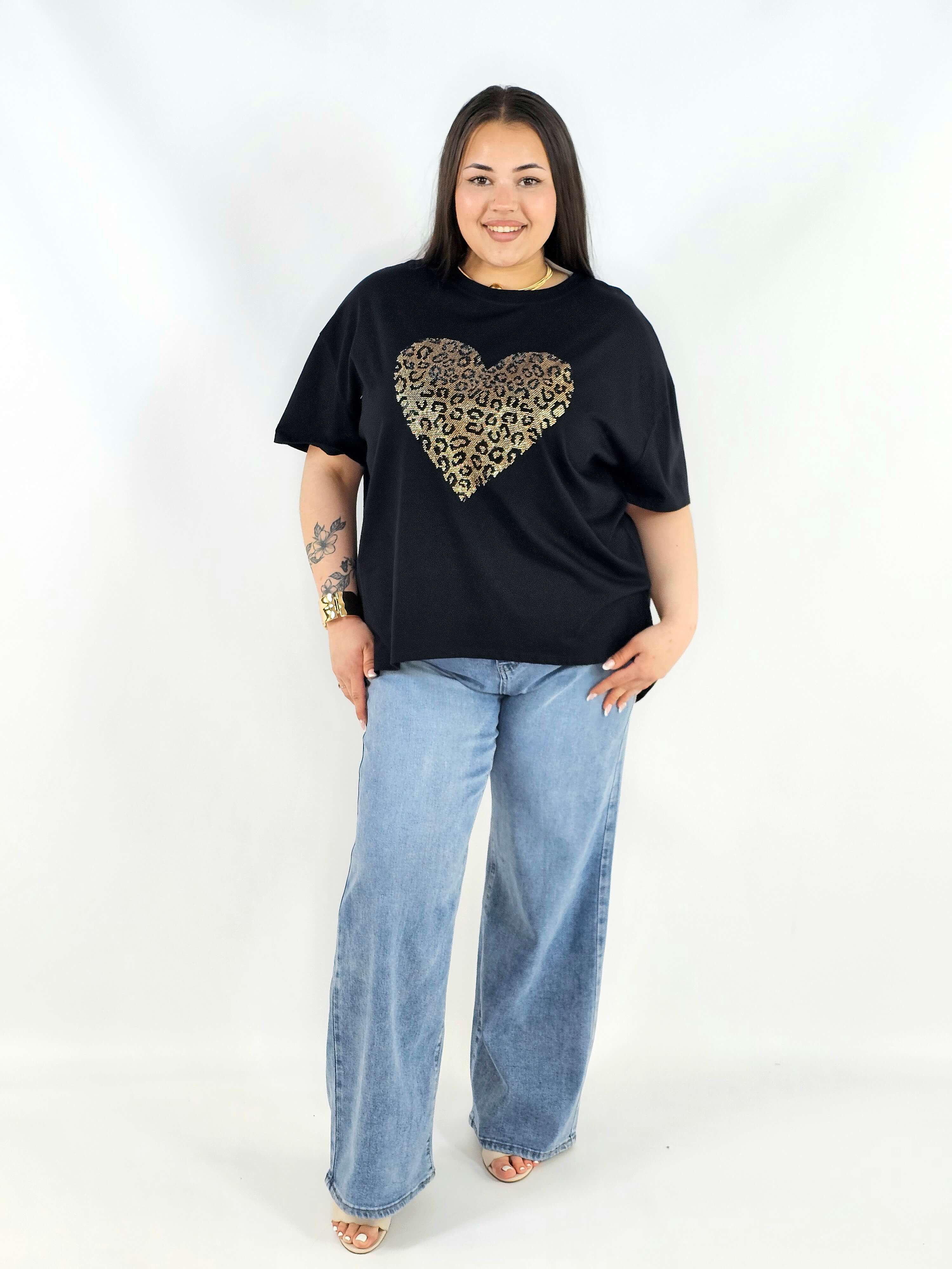 Bluzka plus size z ozdobnym sercem oversize lekka i stylowa Stylowa XL