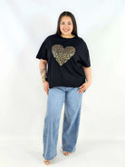 Bluzka plus size z ozdobnym sercem oversize lekka i stylowa Stylowa XL